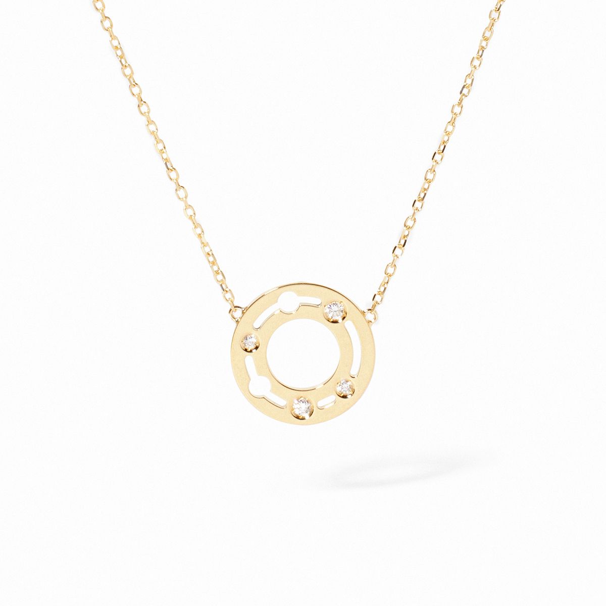 dinh van Pulse Small 18K Yellow Gold Diamond Circle Necklace