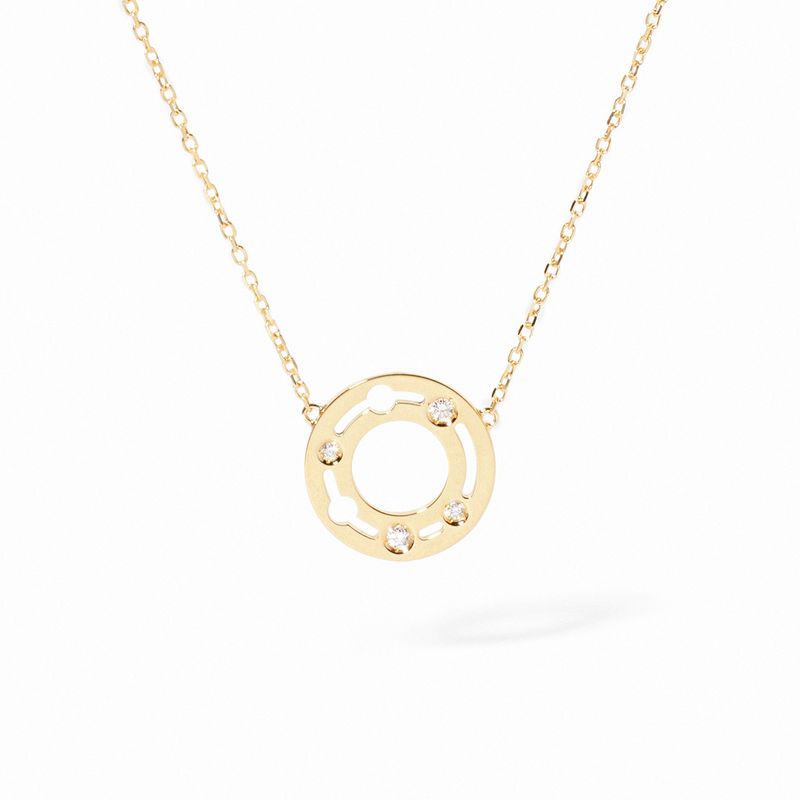 dinh van Pulse Small 18K Yellow Gold Diamond Circle Necklace