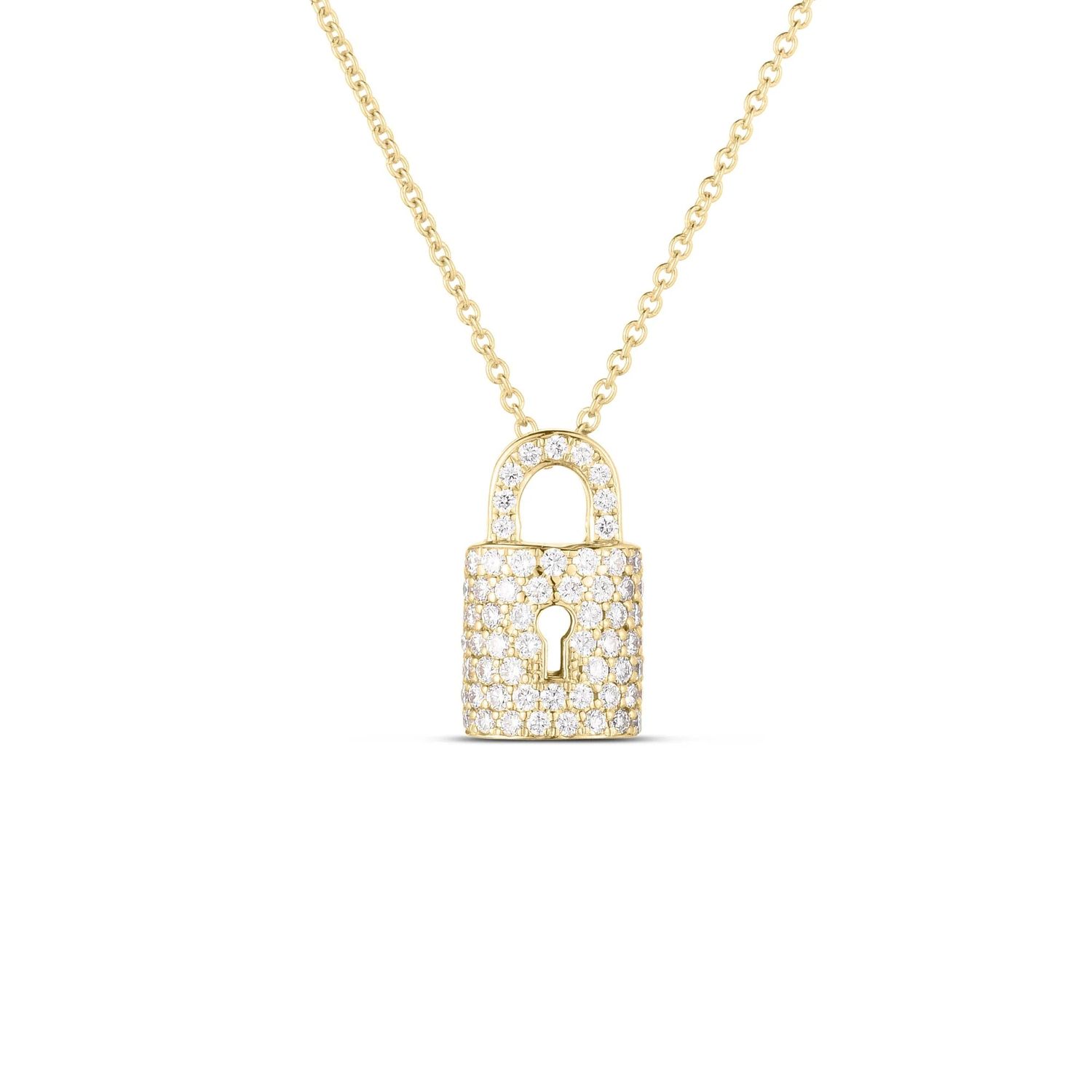 18K Yellow Gold Tiny Treasures Diamond Lock Necklace