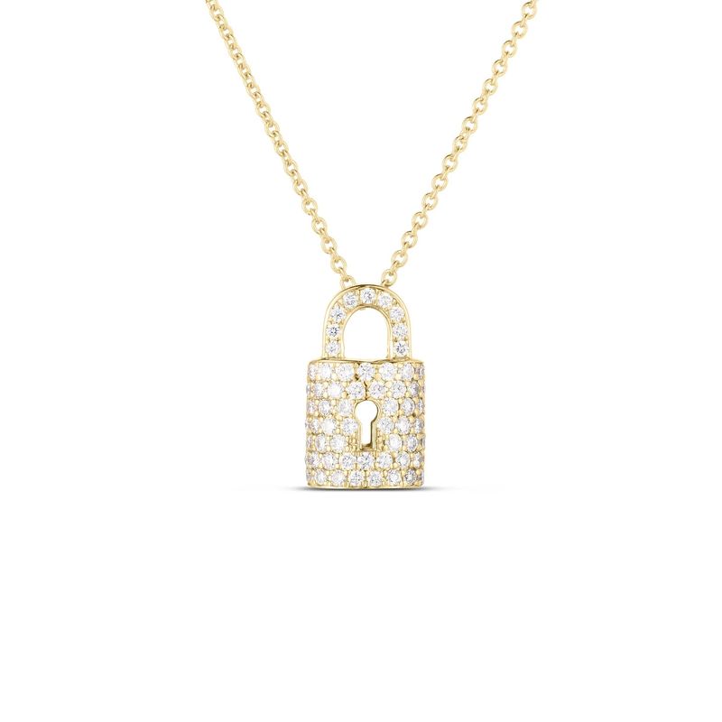 18K Yellow Gold Tiny Treasures Diamond Lock Necklace
