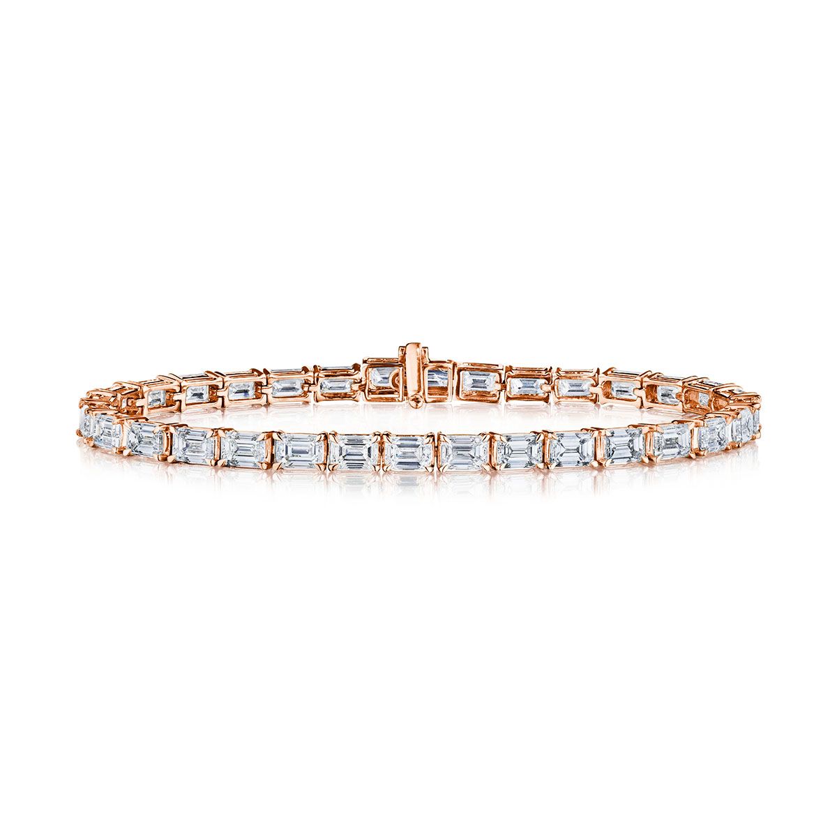 18K Rose Gold Sideways Diamond Bracelet