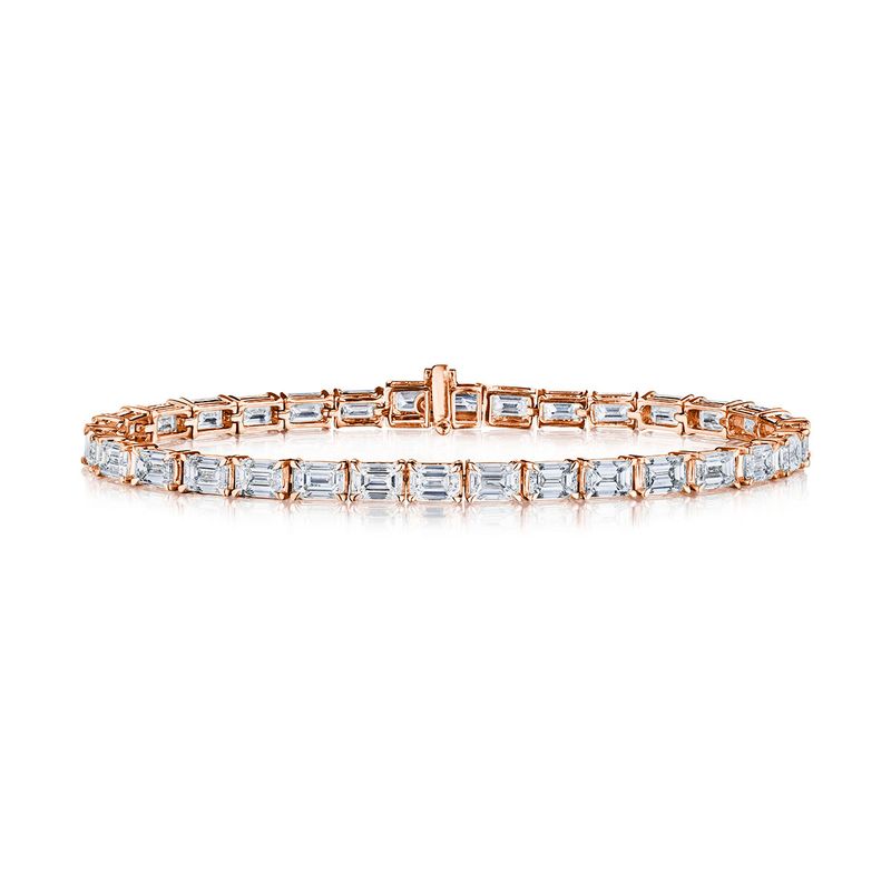 18K Rose Gold Sideways Diamond Bracelet