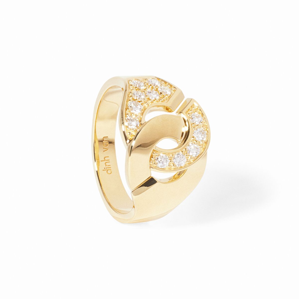 dinh van Menottes 18K Yellow Gold Pave Diamond Ring