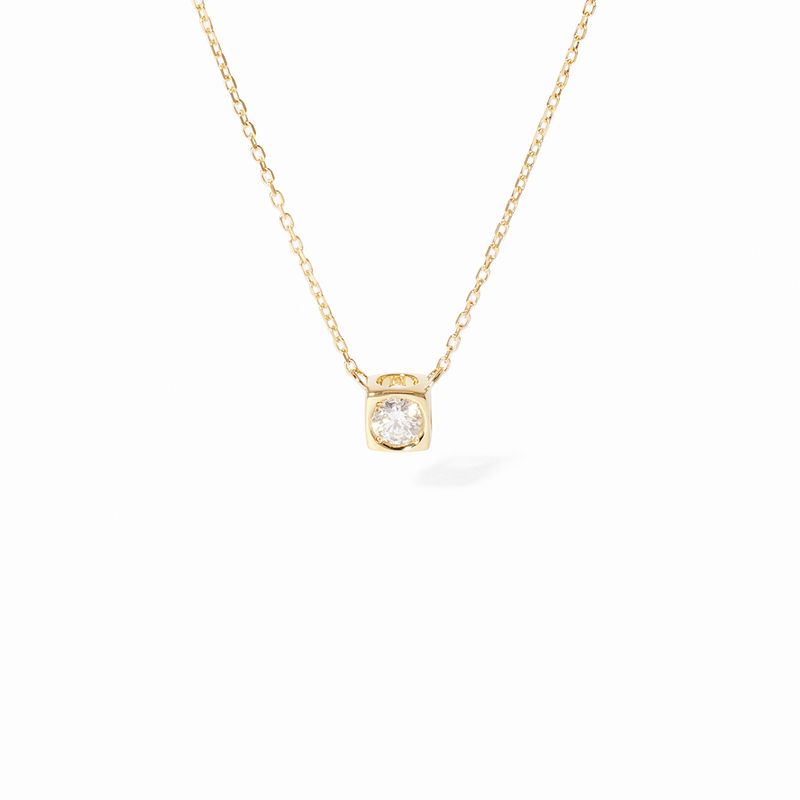 dinh van Le Cube Diamant Small 18K Yellow Gold Single Diamond Pendant