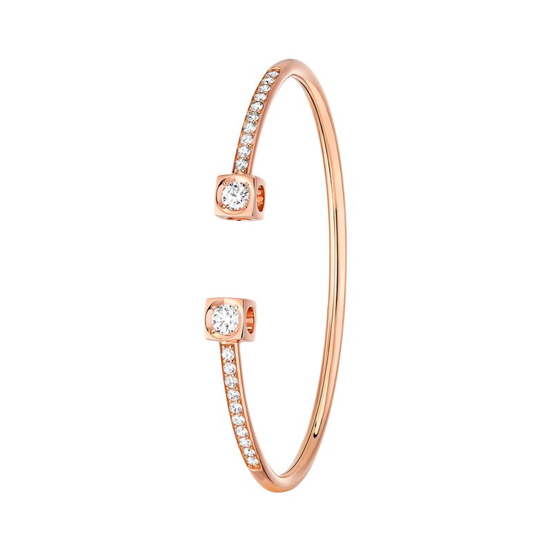 dinh van Le Cube Diamant Large Rose Gold Pave Diamond Cuff Bracelet