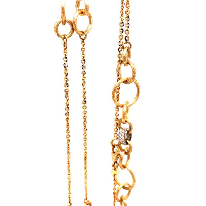 18K Yellow Gold .38Ct Diamond Long Circle Necklace