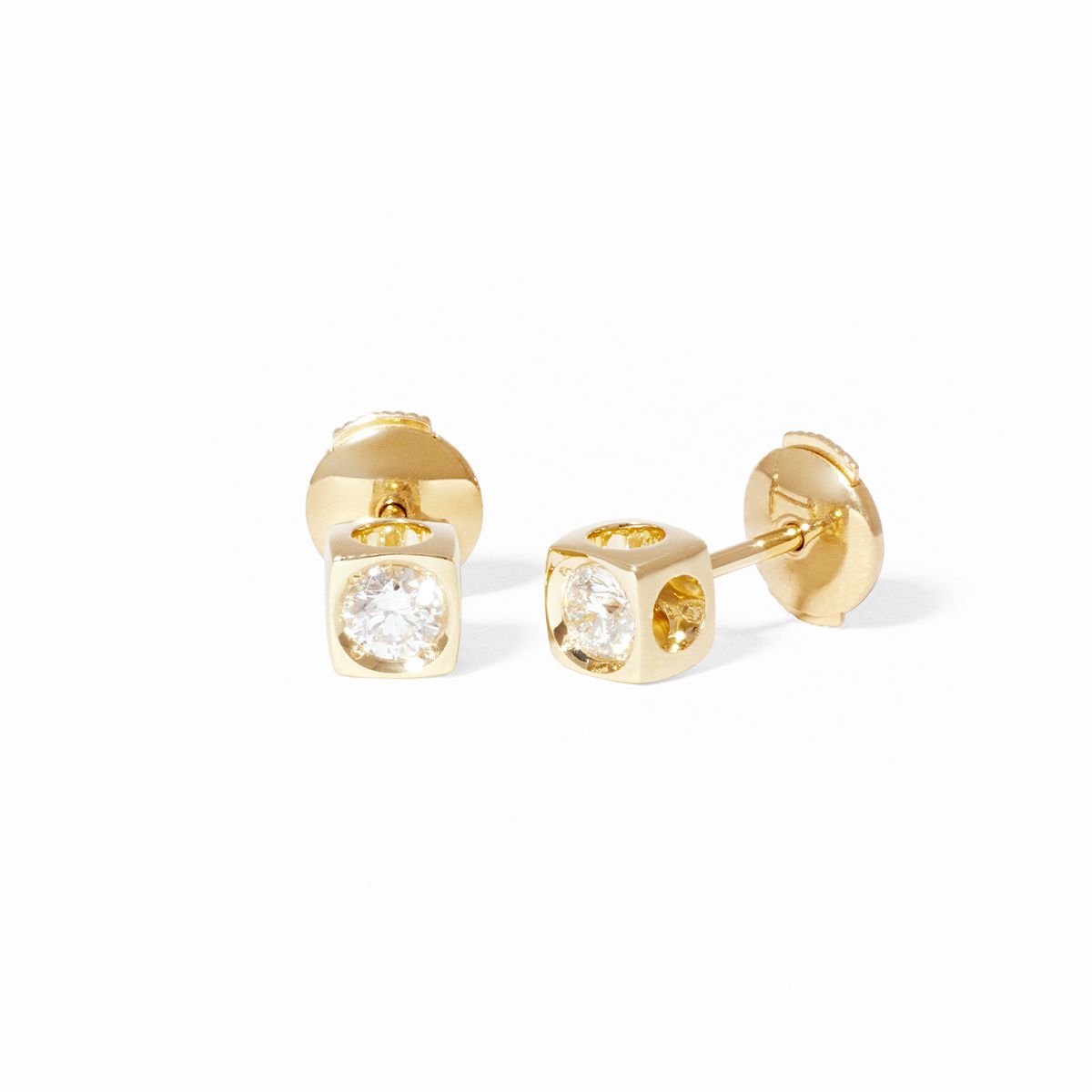 dinh van Le Cube Diamant Large 18K Yellow Gold Diamond Stud Earrings