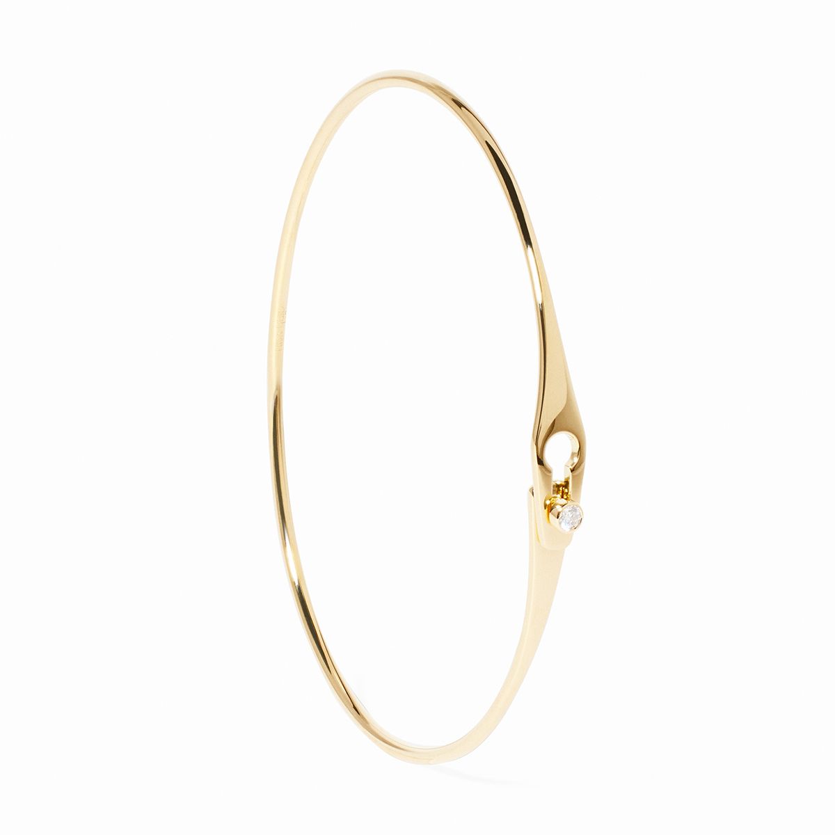 dinh van Serrure Jonc 18K Yellow Gold Single Diamond Bangle Bracelet