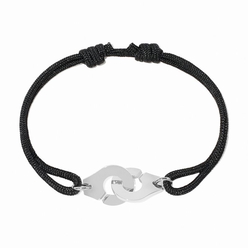 dinh van Menottes R12 Platinum on Cotton Cord Bracelet
