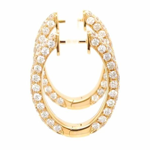 18K Yellow Gold Diamond Pave Oval Earrings