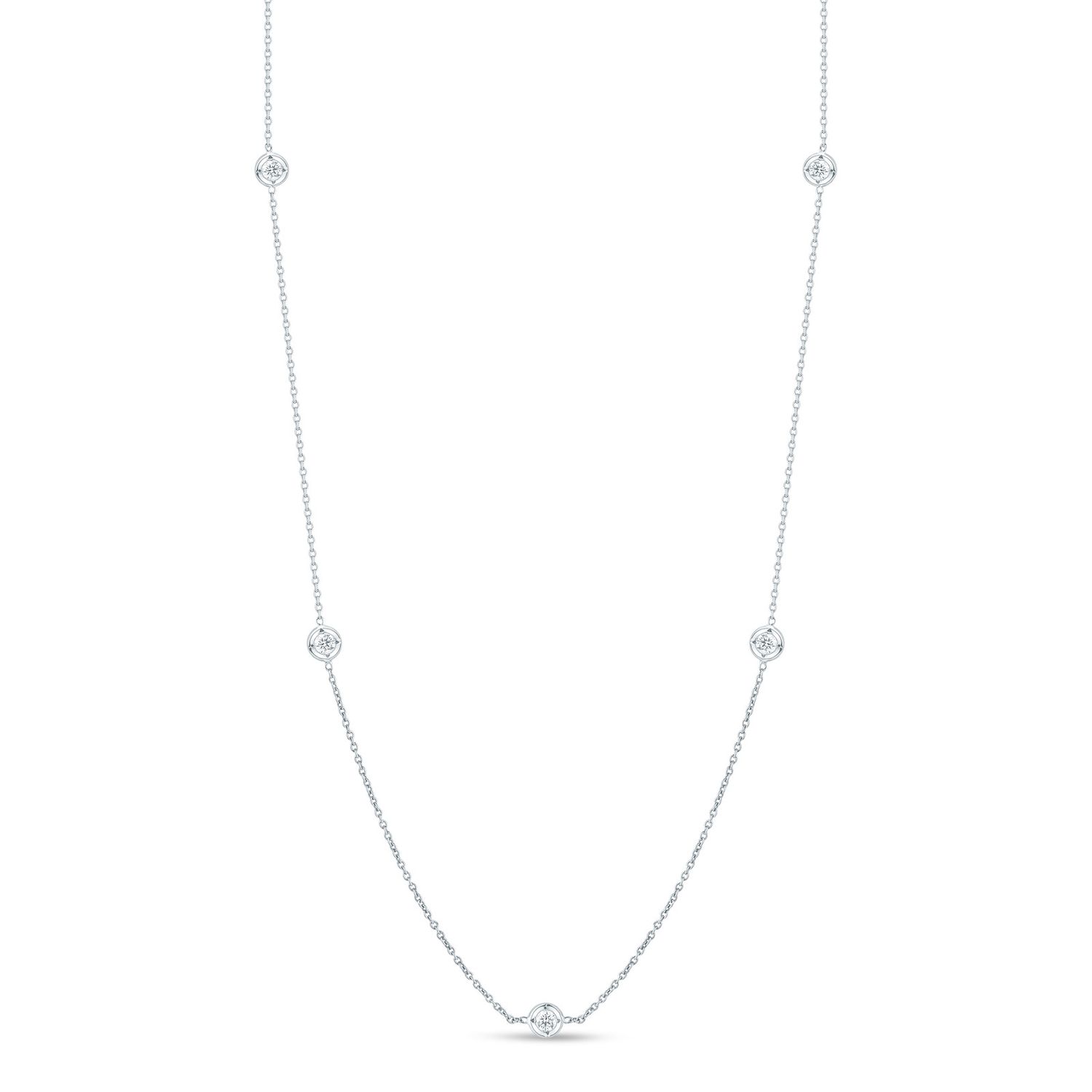 18K White Gold Diamonds By The Inch 7 Station Necklace