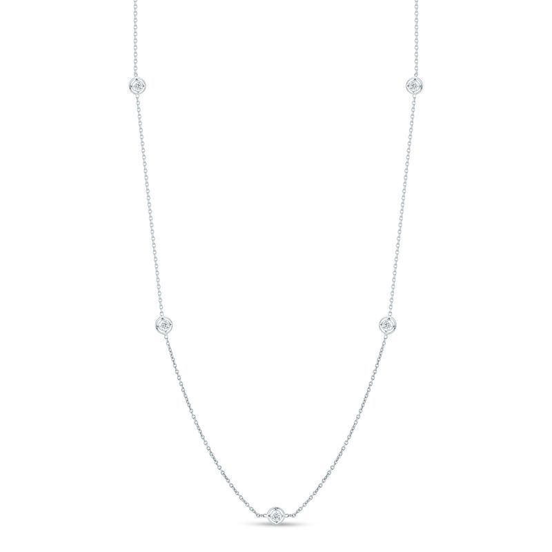 18K White Gold Diamonds By The Inch 7 Station Necklace