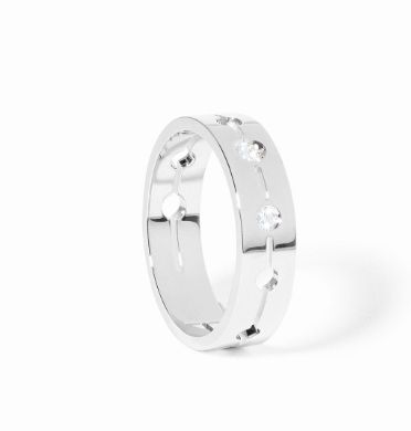 18K White Gold Pulse Small 5MM 3 Diamond  Ring