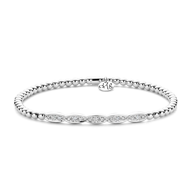 18K White Gold .47CT  Diamond Pave Oval Stretch Bracelet