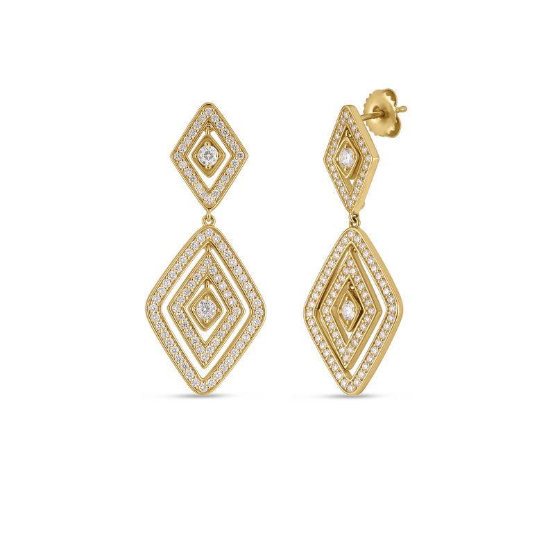 18K Yellow Gold Diamante Diamond Dangle Earrings