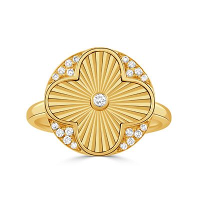 18K Yellow Gold .12Ct Diamond Round Helios Ring