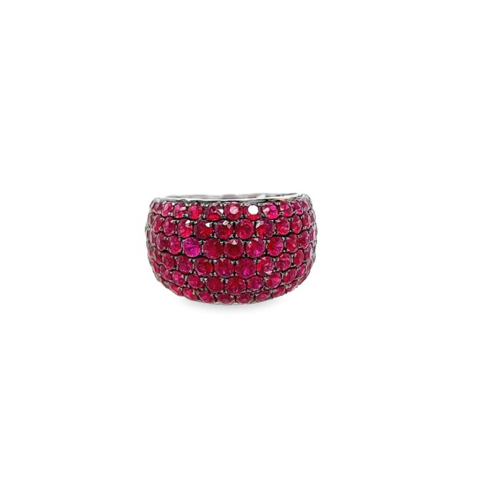 18K White Gold Ruby Wide Band Ring  5.22Ct