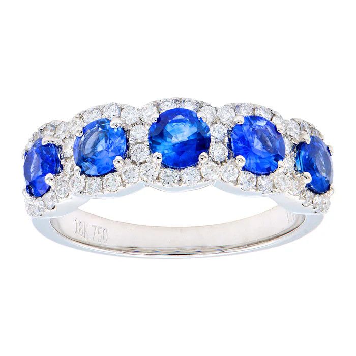 18K White Gold Sapphire and Diamond Ring