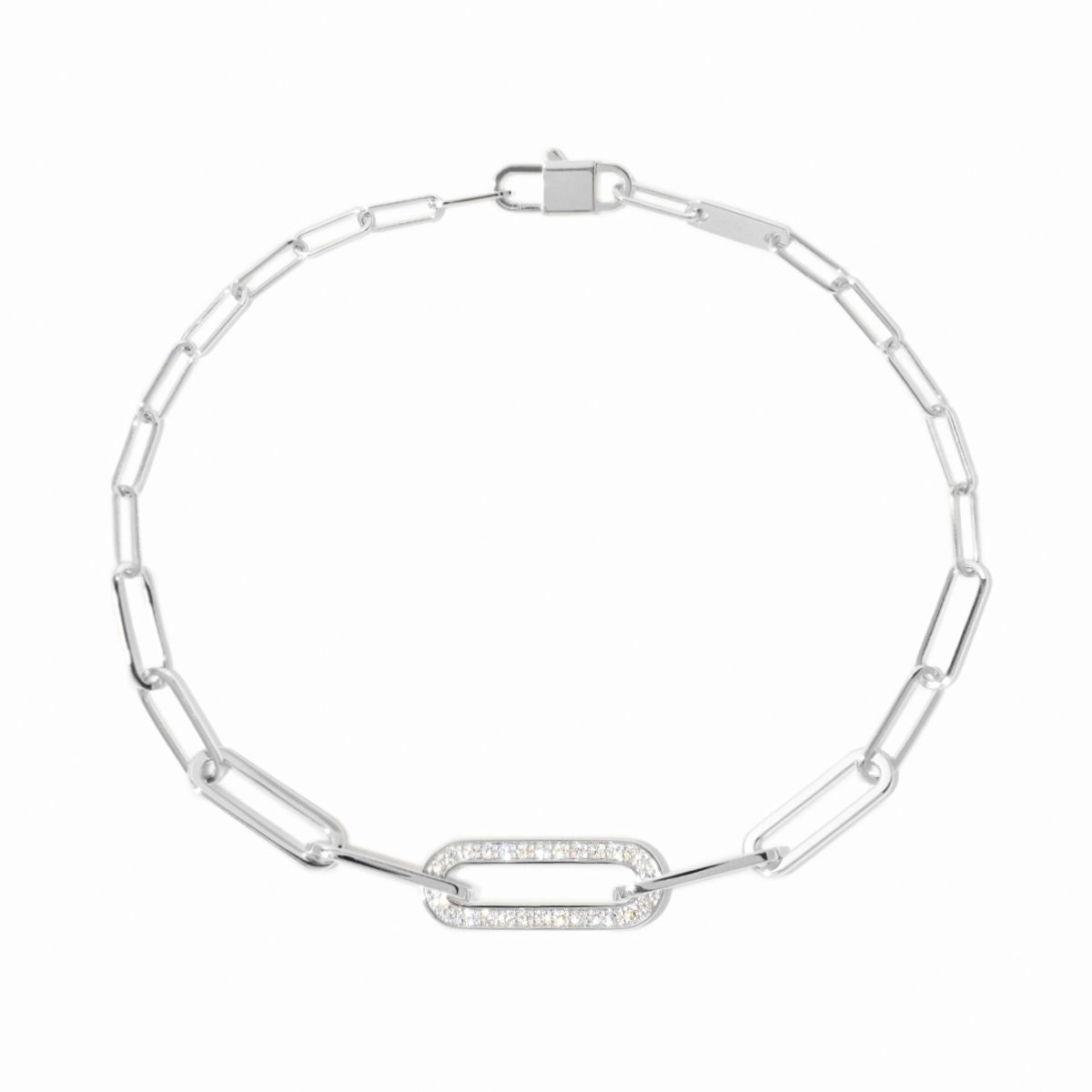 dinh van Maillon Small 18K White Gold Single Diamond Link Bracelet