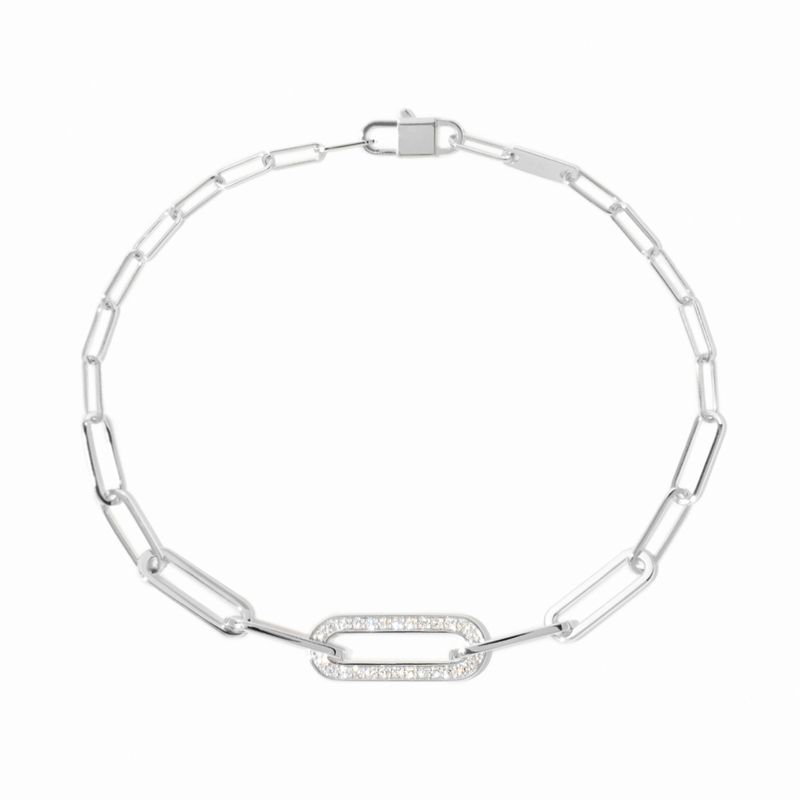 dinh van Maillon Small 18K White Gold Single Diamond Link Bracelet