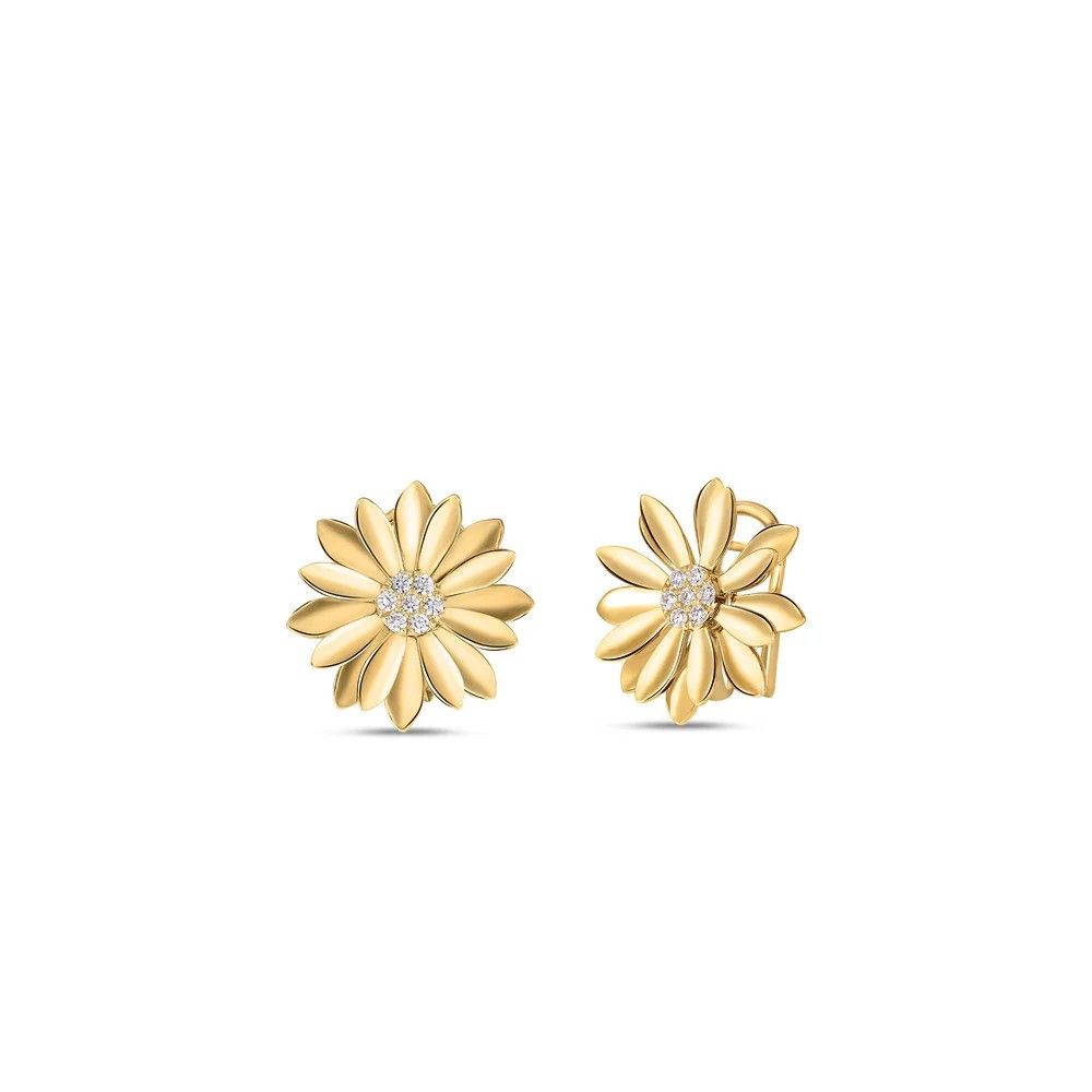 18K Yellow Gold Margherita Diamond Flower Earrings