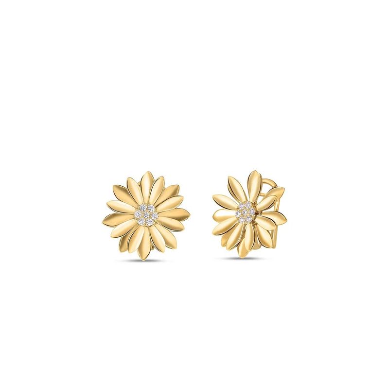 18K Yellow Gold Margherita Diamond Flower Earrings