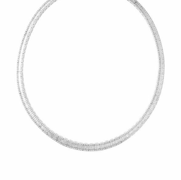 18K White Gold 6.19Ct Round Diamond and 11.78Ct Baguette Diamond Necklace
