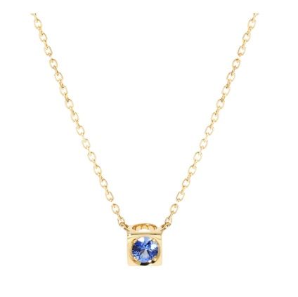 18K Yellow Gold Le Cube Diamant Blue Sapphire Pendant