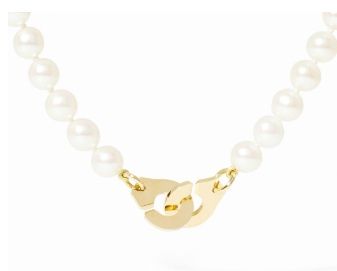 18K Yellow Gold Menottes  R10 Pearl Necklace
