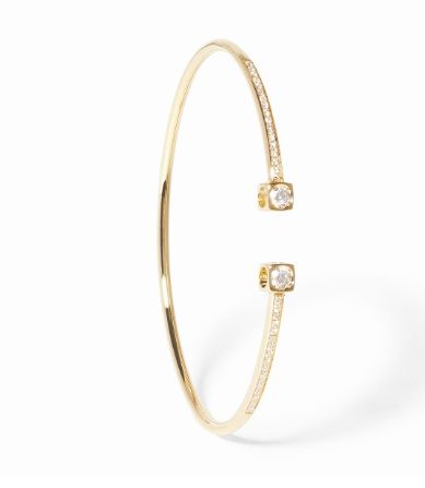18K Yellow Gold Med Diamond with Pave Diamond Le Cube Diamond Cuff Bracelet