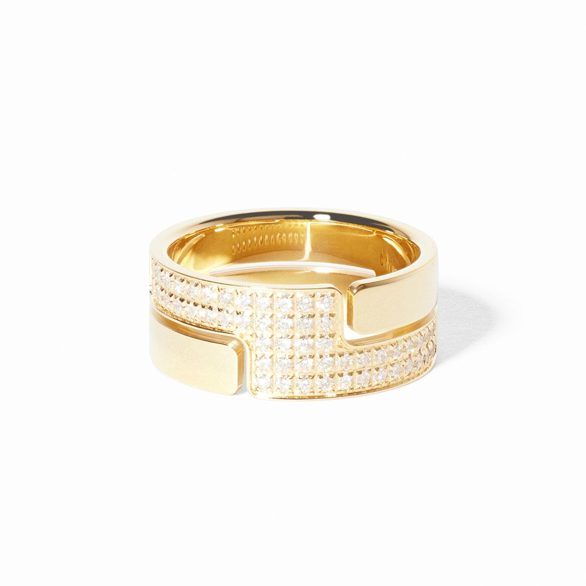 dinh van Seventies Medium 18K Yellow Gold Pave Diamond Ring