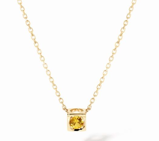18K Yellow Gold Le Cube Diamant Yellow Sapphire Pendant