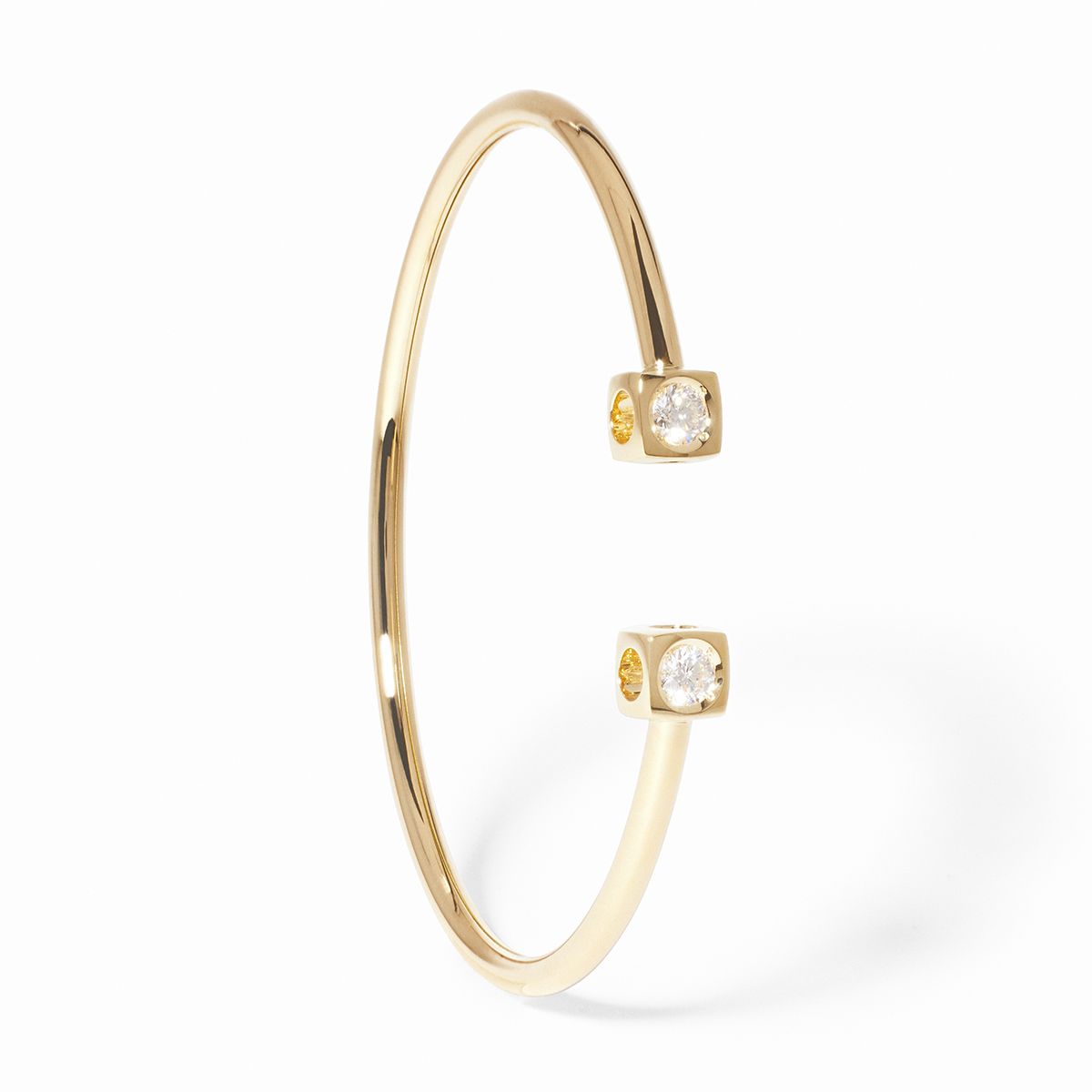 dinh van Le Cube Diamant Large 18K Yellow Gold Two-Diamond Bracelet