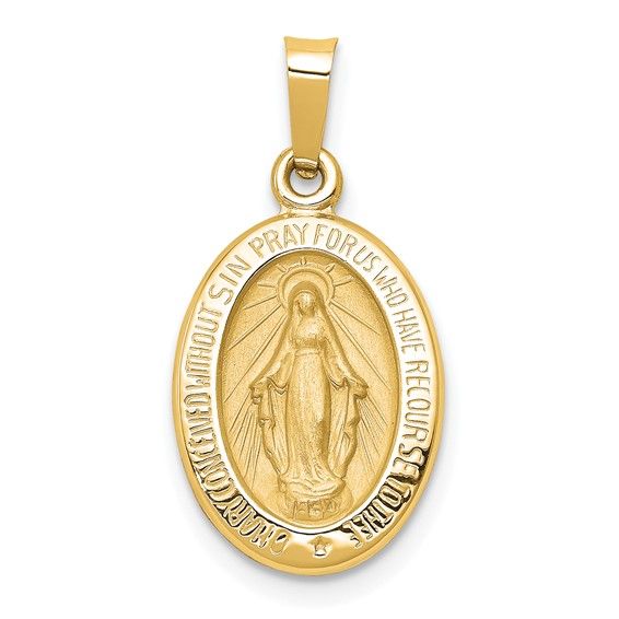 14KY POLISHED &amp; SATIN MIRACULOUS MEDAL PENDANT