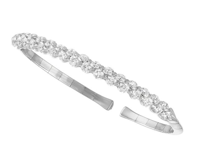 14K White Gold  5ctw Round Diamond Bangle