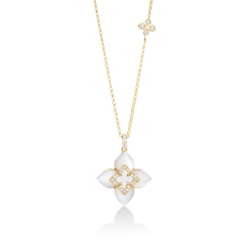 18K Yellow Gold Small Mother of Pearl Venetian Princess Necklace