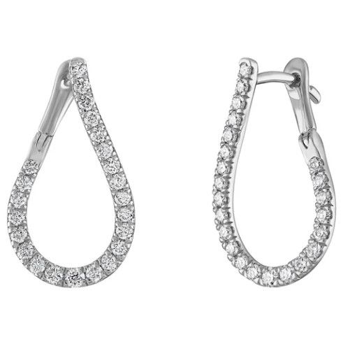 Diamond Teardrop Hoop Earrings
