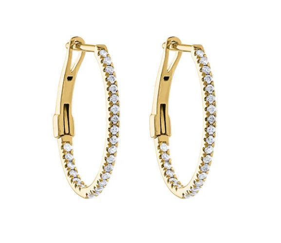 Oval Skinny In &amp; Out Diamond Hoops
