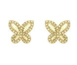 18K Yellow Gold  0.53ctw Diamond Butterfly Earring Studs