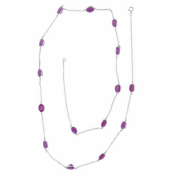 14K Yellow Gold 10.76cts Ruby 13 Station Necklace