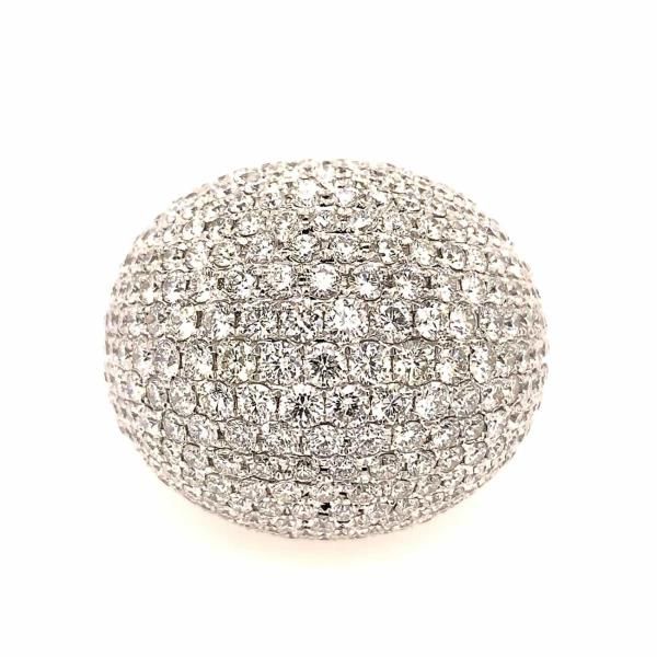 18K White Gold 9.39ctw Pave Diamond Dome Ring