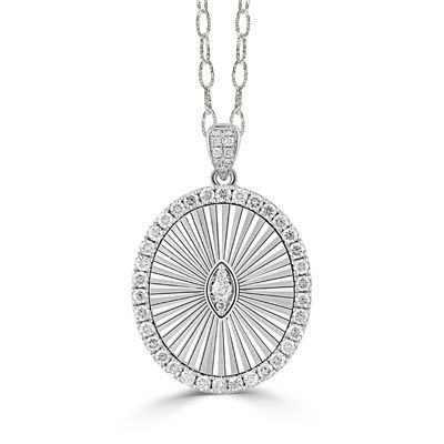 18K White Gold Oval Helois Pendant Necklace