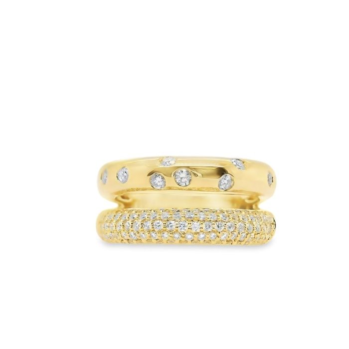 18K Yellow Gold Diamond Pave/Scatter Split Ring