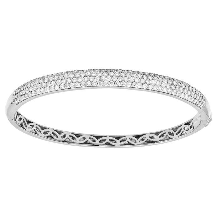 18K White Gold Round Pave Diamond Bracelets