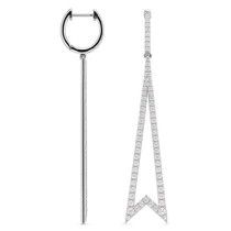 18K White Gold Diamond Geometric Drop Earrings