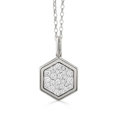 18K White Gold Soleil Blanc Diamond Pendant and Chain