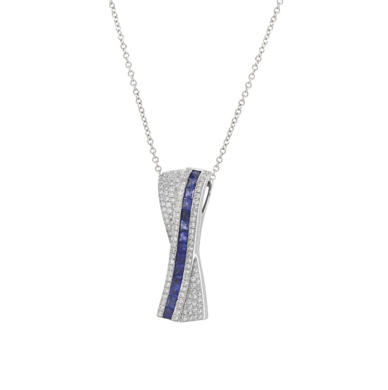 14K White Sapphire and Diamond Necklace