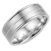 18K White Gold Band Sandpaper Top &amp; High Polish Center Line/Sides