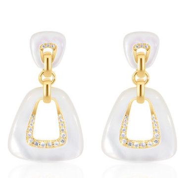 14K Yellow Gold Mother of Pearl Drop Earrings