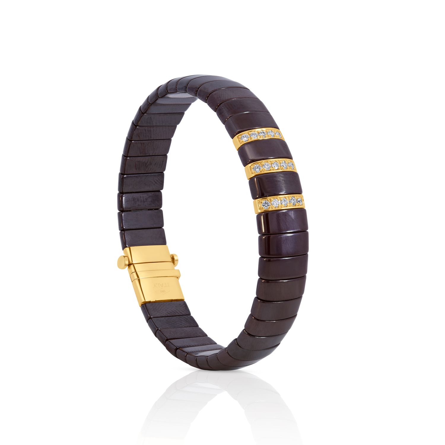 14K Yellow Gold w/Black Ceramic &amp; 0.22ct Diamond